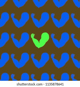 Flex arm bodybuilder with big muscles seamless pattern.