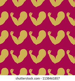 Flex arm bodybuilder with big muscles seamless pattern.