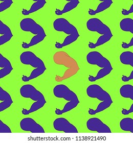 Flex arm bodybuilder with big muscles seamless pattern.