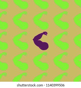 Flex arm bodybuilder with big muscles seamless pattern.