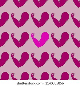 Flex arm bodybuilder with big muscles seamless pattern.
