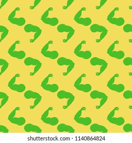 Flex arm bodybuilder with big muscles seamless pattern.