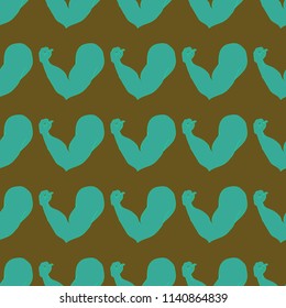 Flex arm bodybuilder with big muscles seamless pattern.