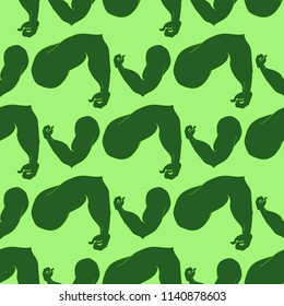 Flex arm bodybuilder with big muscles seamless pattern.