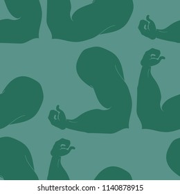 Flex arm bodybuilder with big muscles seamless pattern.
