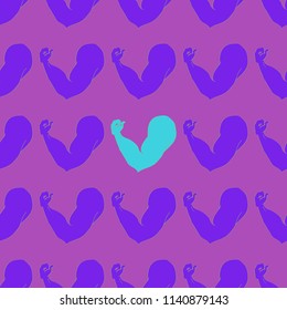 Flex arm bodybuilder with big muscles seamless pattern.