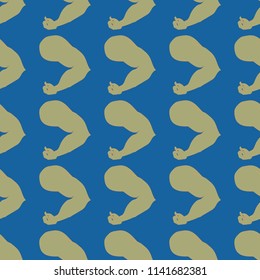 Flex arm bodybuilder with big muscles seamless pattern.