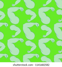 Flex arm bodybuilder with big muscles seamless pattern.