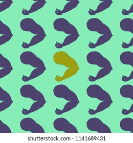 Flex arm bodybuilder with big muscles seamless pattern.