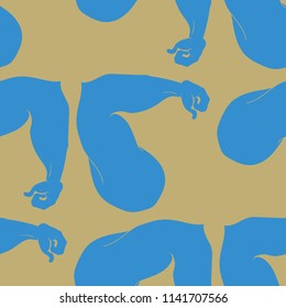 Flex arm bodybuilder with big muscles seamless pattern.