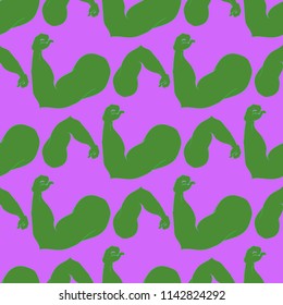 Flex arm bodybuilder with big muscles seamless pattern.