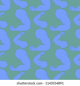 Flex arm bodybuilder with big muscles seamless pattern.