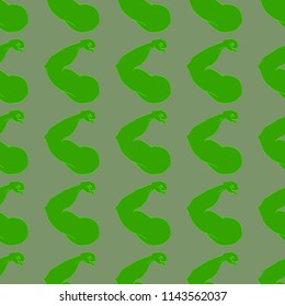 Flex arm bodybuilder with big muscles seamless pattern.
