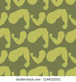 Flex arm bodybuilder with big muscles seamless pattern.