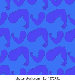 Flex arm bodybuilder with big muscles seamless pattern.