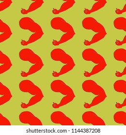 Flex arm bodybuilder with big muscles seamless pattern.