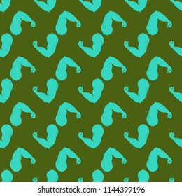 Flex arm bodybuilder with big muscles seamless pattern.