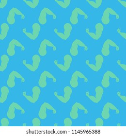 Flex arm bodybuilder with big muscles seamless pattern.