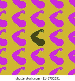 Flex arm bodybuilder with big muscles seamless pattern.
