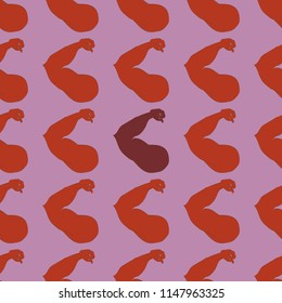 Flex arm bodybuilder with big muscles seamless pattern.