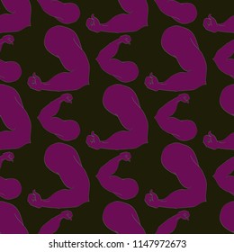 Flex arm bodybuilder with big muscles seamless pattern.