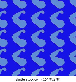 Flex arm bodybuilder with big muscles seamless pattern.