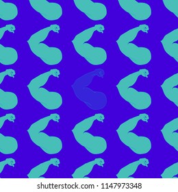 Flex arm bodybuilder with big muscles seamless pattern.