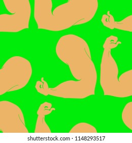 Flex arm bodybuilder with big muscles seamless pattern.
