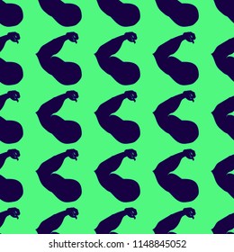 Flex arm bodybuilder with big muscles seamless pattern.