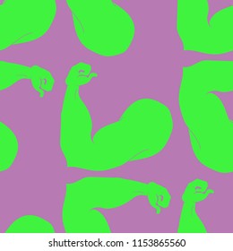Flex arm bodybuilder with big muscles seamless pattern.