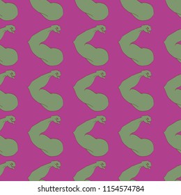 Flex arm bodybuilder with big muscles seamless pattern.