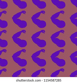 Flex arm bodybuilder with big muscles seamless pattern.