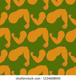 Flex arm bodybuilder with big muscles seamless pattern.