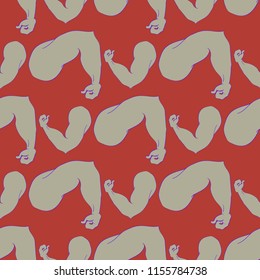 Flex arm bodybuilder with big muscles seamless pattern.