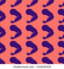 Flex arm bodybuilder with big muscles seamless pattern.