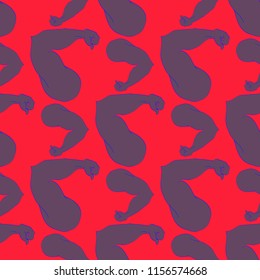Flex arm bodybuilder with big muscles seamless pattern.