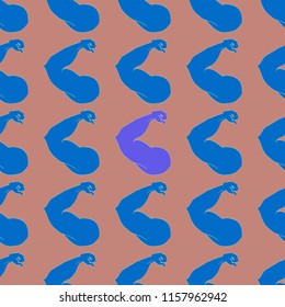 Flex arm bodybuilder with big muscles seamless pattern.
