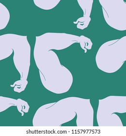 Flex arm bodybuilder with big muscles seamless pattern.