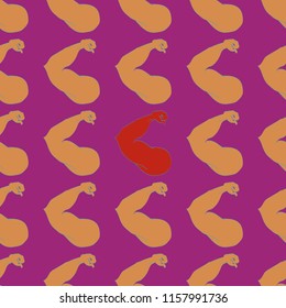 Flex arm bodybuilder with big muscles seamless pattern.
