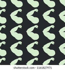 Flex arm bodybuilder with big muscles seamless pattern.