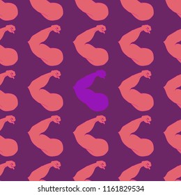 Flex arm bodybuilder with big muscles seamless pattern.