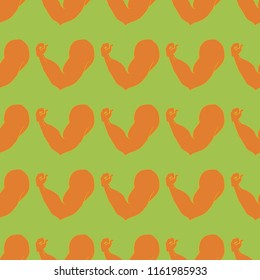 Flex arm bodybuilder with big muscles seamless pattern.