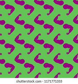 Flex arm bodybuilder with big muscles seamless pattern.