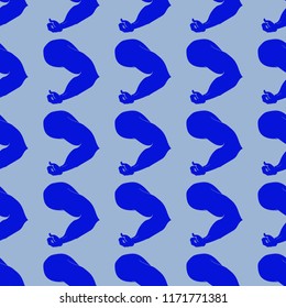 Flex arm bodybuilder with big muscles seamless pattern.