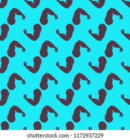 Flex arm bodybuilder with big muscles seamless pattern.