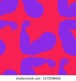 Flex arm bodybuilder with big muscles seamless pattern.