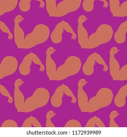 Flex arm bodybuilder with big muscles seamless pattern.
