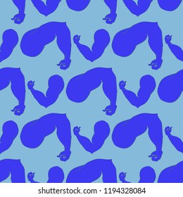 Flex arm bodybuilder with big muscles seamless pattern.