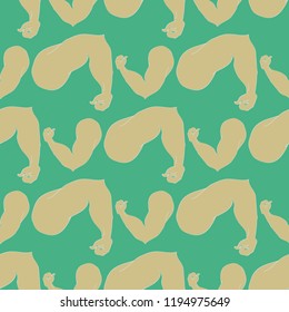 Flex arm bodybuilder with big muscles seamless pattern.