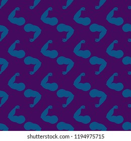 Flex arm bodybuilder with big muscles seamless pattern.